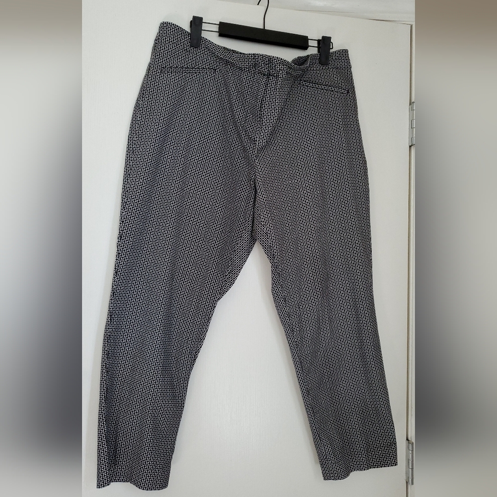 J. Jill Black and White Geometric Pattern Straight Leg Pants, 18 Petite, XXL